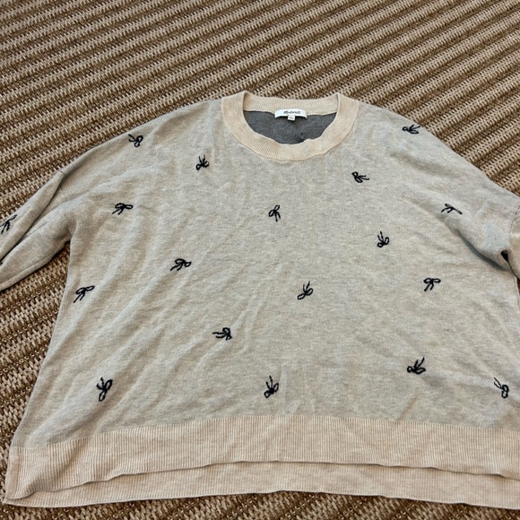 Madewell Cream Bow Sweater - Size L - Picture 1 of 3